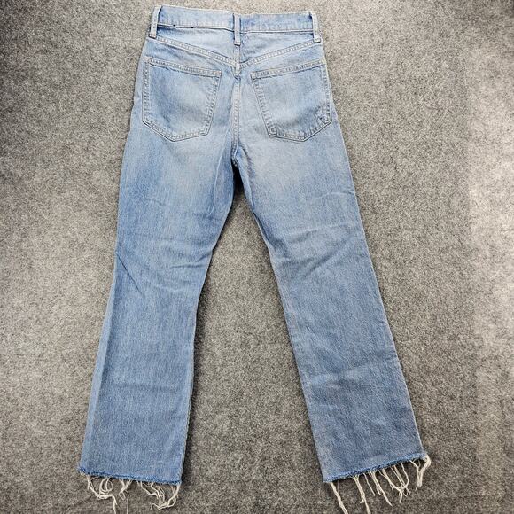 Gap Jeans Womens Sz 2 / 26 Ankle Flare Light Indigo Destroyed Raw Hem High Rise - Picture 4 of 16